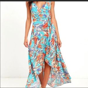 Lulus Floral Low to High Wrap Dress